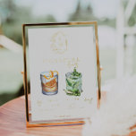 Watercolor | Bride & Groom Signature Drink Poster<br><div class="desc">Personalize this sign with the names of the bride and groom and their favourite drink choice paired with real gold foil. Different cocktail illustrations can be made by request. Add your custom wording to this design by using the "Edit this design template" boxes on the right-hand side of the item...</div>