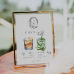 Watercolor | Bride & Groom Signature Drink Poster<br><div class="desc">Personalize this sign with the names of the bride and groom and their favourite drink choice. Different cocktail illustrations can be made by request. Add your custom wording to this design by using the "Edit this design template" boxes on the right-hand side of the item or click the blue "Customize...</div>