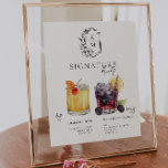 Watercolor | Bride & Groom Signature Drink Poster<br><div class="desc">Personalize this sign with the names of the bride and groom and their favourite drink choice. Different cocktail illustrations can be made by request. Add your custom wording to this design by using the "Edit this design template" boxes on the right-hand side of the item or click the blue "Customize...</div>
