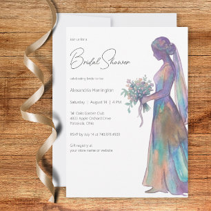 Watercolor Bride Silhouette Bridal Shower Invitation