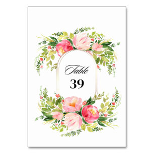 Watercolor Bright Festive Flower Wedding Table Number