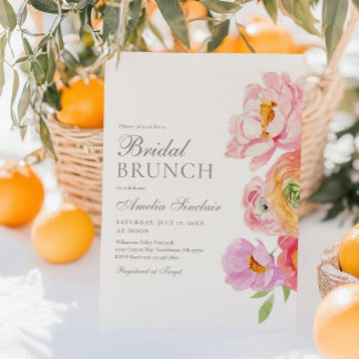 Watercolor Bright Floral Bridal Brunch Invitation