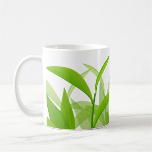 Watercolor bright green leaves coffee mug