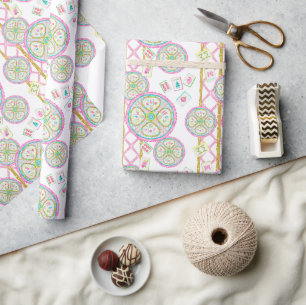 Watercolor Bright Mahjong Medallion Wrapping Paper