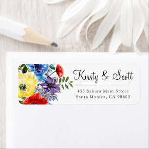 Watercolor Bright Summer Flowers Wedding Address
