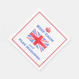 Watercolor British Union Jack Keep Calm Mahjong Napkin