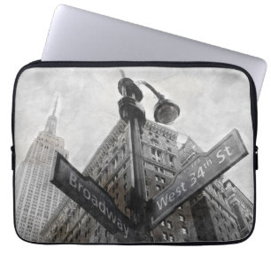 Watercolor Broadway Corner Sign NYC Laptop  Sleeve