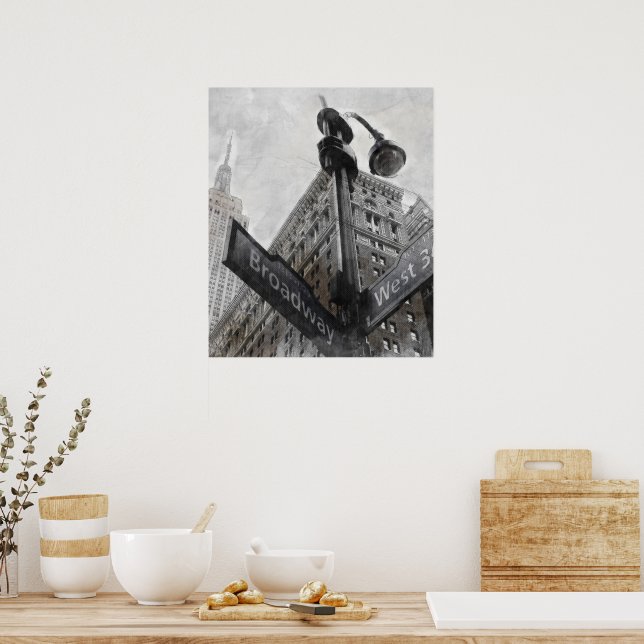 Watercolor Broadway Corner Sign Poster – New York  (Kitchen)