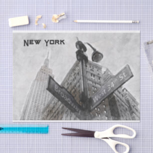 Watercolor Broadway Corner Sign Tissue Paper
