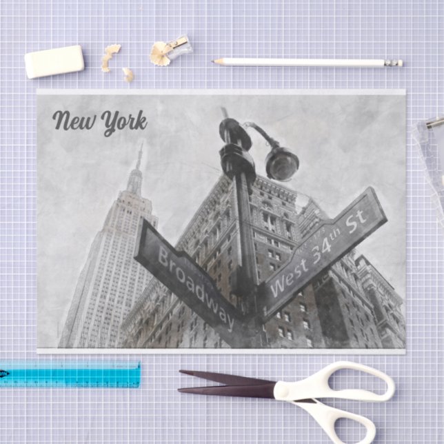 Watercolor Broadway Corner Sign Tissue Paper – NYC (Craft)