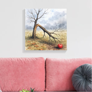 Watercolor Broken Apple Tree  Canvas Print