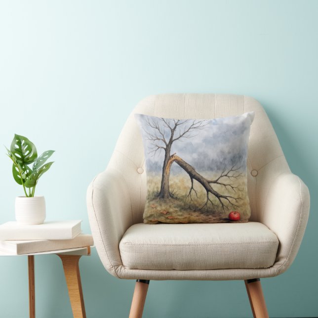 Watercolor Broken Apple Tree  Throw Pillow (Chair)