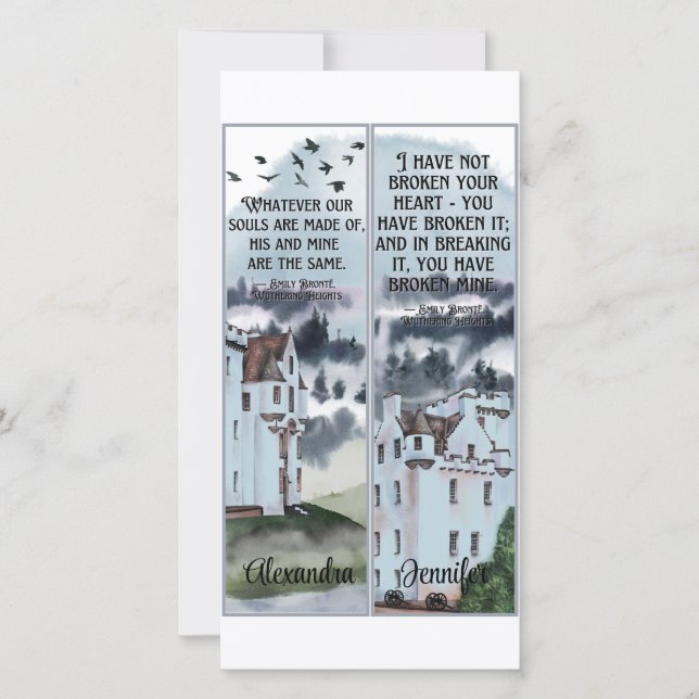 Watercolor Bronte Wuthering Heights Book Bookmarks Card (Front)