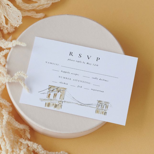 Watercolor Brooklyn Bridge New York Mariage RSVP (Créateur téléchargé)