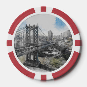 Watercolor Brooklyn Bridge Poker Chips – Artistic