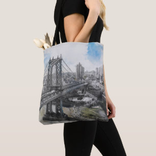 Watercolor Brooklyn Bridge Sac fourre-tout - Elega