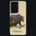 Watercolor Brown Black Mom Dad Bear & Cub Animal  Samsung Galaxy Case<br><div class="desc">Watercolor Brown Black Mom Dad Bear & Cub Animal  nature art</div>