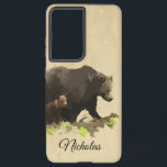 Watercolor Brown Black Mom Dad Bear & Cub Animal  Samsung Galaxy Case<br><div class="desc">Watercolor Brown Black Mom Dad Bear & Cub Animal  nature art</div>