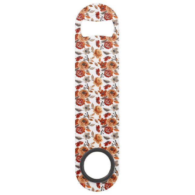 Watercolor Brown Floral Pattern Bar Key (Front)