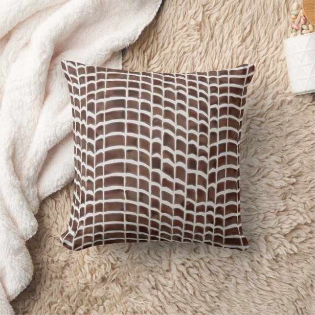 Watercolor brown geometric pattern throw pillow (Blanket)