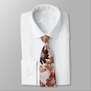 Watercolor brown gray floral pattern. tie