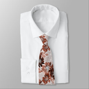 Watercolor brown grey floral pattern. 3 ring binde tie