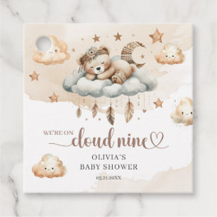 Watercolor brown ivory cloud nine boho feathers favour tags