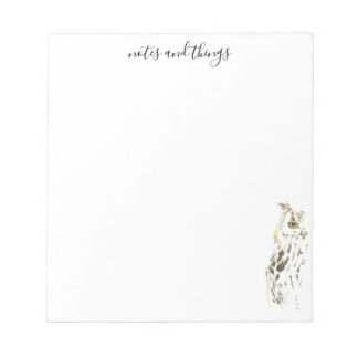 Watercolor Brown Owl Notepad