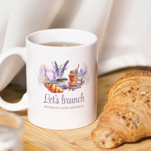 Watercolor Brunch Birthday Personalized Coffee Mug