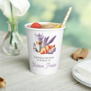 Watercolor Brunch themed Birthday Personalized Paper Cups