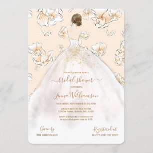 Watercolor Brunette Bride Bridal Shower Invitation