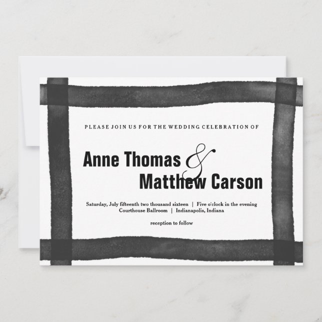 Watercolor Brush Border | Wedding Invitation (Front)