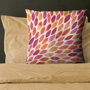 Watercolor brush stroke burst yellow and orange  throw pillow