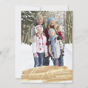 Watercolor Brush Stroke Gold Holiday Card