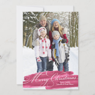 Watercolor Brush Stroke Red Holiday Card