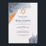 Watercolor Brush Strokes Bar Mitzvah Invitation<br><div class="desc">A trendy invitation for a Bar Mitzvah with watercolor brush strokes and a Star of David. (Wedding vector created by photographeeasia - www.freepik.com). The card is easy to customize with your wording, font, font colour, paper shape options and choice of six paper types.Not exactly what you're looking for? All our...</div>