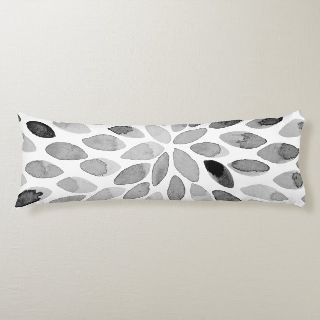 Watercolor brush strokes – black and white body pillow (Front)