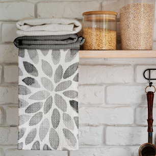 Watercolor brush strokes – black and white kitchen towel