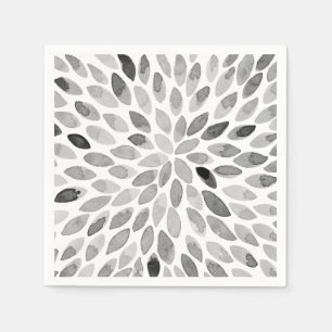 Watercolor brush strokes – black and white napkin