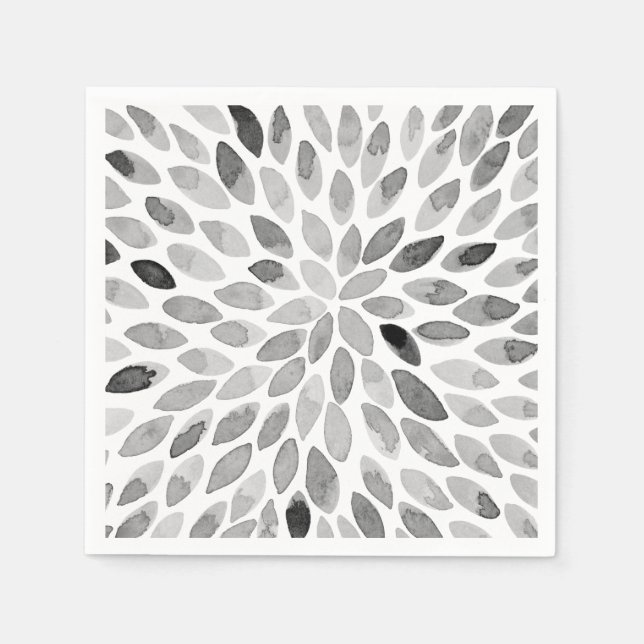 Watercolor brush strokes – black and white napkin (Front)