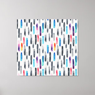 Watercolor brush strokes, colourful seamless patte canvas print