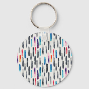 Watercolor brush strokes, colourful seamless patte keychain