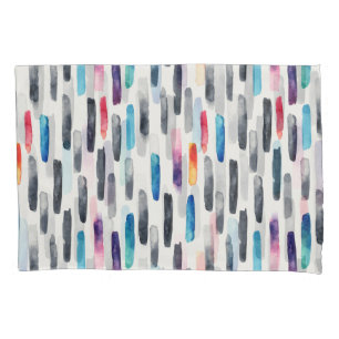 Watercolor brush strokes, colourful seamless patte pillowcase