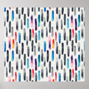 Watercolor brush strokes, colourful seamless patte poster