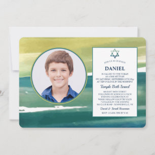 Watercolor Brush Strokes Photo Invitation