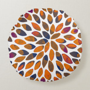 Watercolor brush strokes – rusty effect round pillow