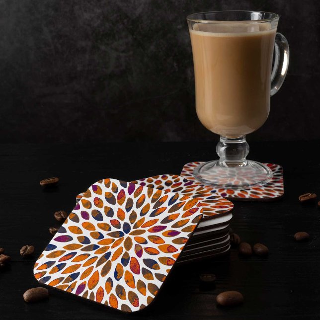 Watercolor brush strokes – rusty effect square paper coaster (Creator Uploaded)