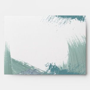 Watercolor Brush Strokes Teal Dusty Blue Envelope