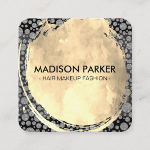 Watercolor Brushed Glitter Specks and Slate Square Business Card