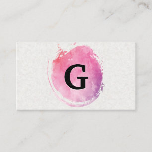 Watercolor Brushed Large Monogram Business Card
